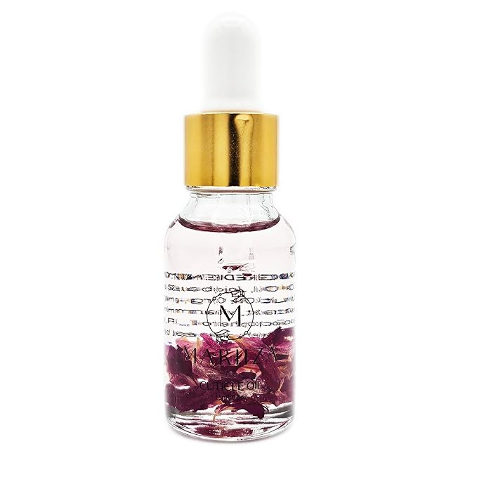 Cuticle Oil - Rose, Lemon, Jasmine, Sakura Scents - Unisex Nail Growth Oil for Men and Women - Nourishing Treatment for Healthy Nails and Cuticles (15ml, Rose)