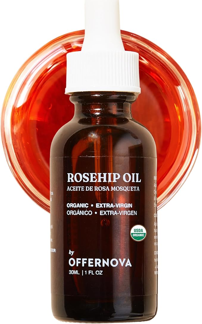 Organic Rosa de Mosqueta Oil- USDA Certified Rosehip Seed Oil Pure Cold Pressed, Repairs & Brightens Skin - Gua Sha Massage, Face, for All Skin Types - Aceite Facial 1OZ