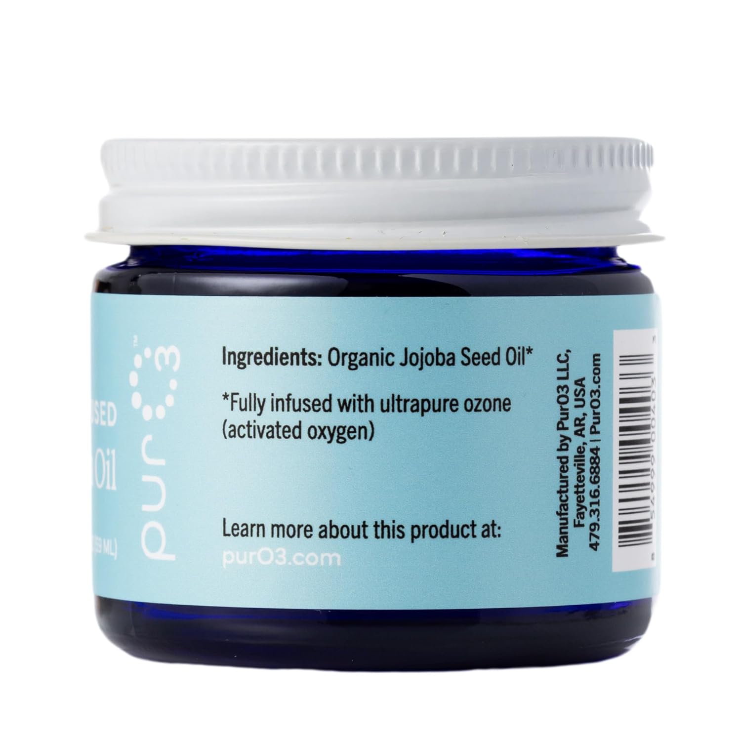 PurO3 Ozonated Jojoba Oil – Pure, Natural, Organic Skincare for Face & Body – Oxygenated Healing Lotion, Moisturizer & Beauty Cream in a Glass Jar – O3 Therapy Salve, 2 oz