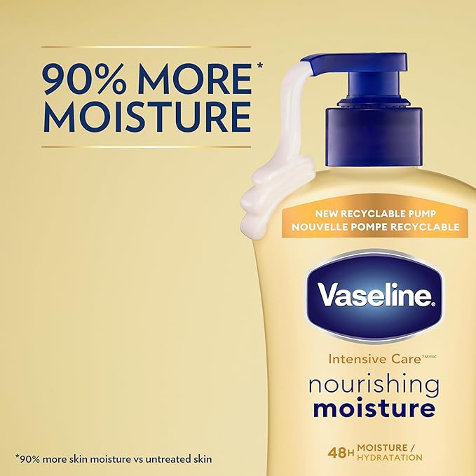 Vaseline Intensive Care Nourishing Moisture Body Lotion 3 Pk Made with Ultra-Hydrating Lipids + Pure Oat Extract for Dry Skin, for Nourished, Healthy-Looking Skin 20.3 oz