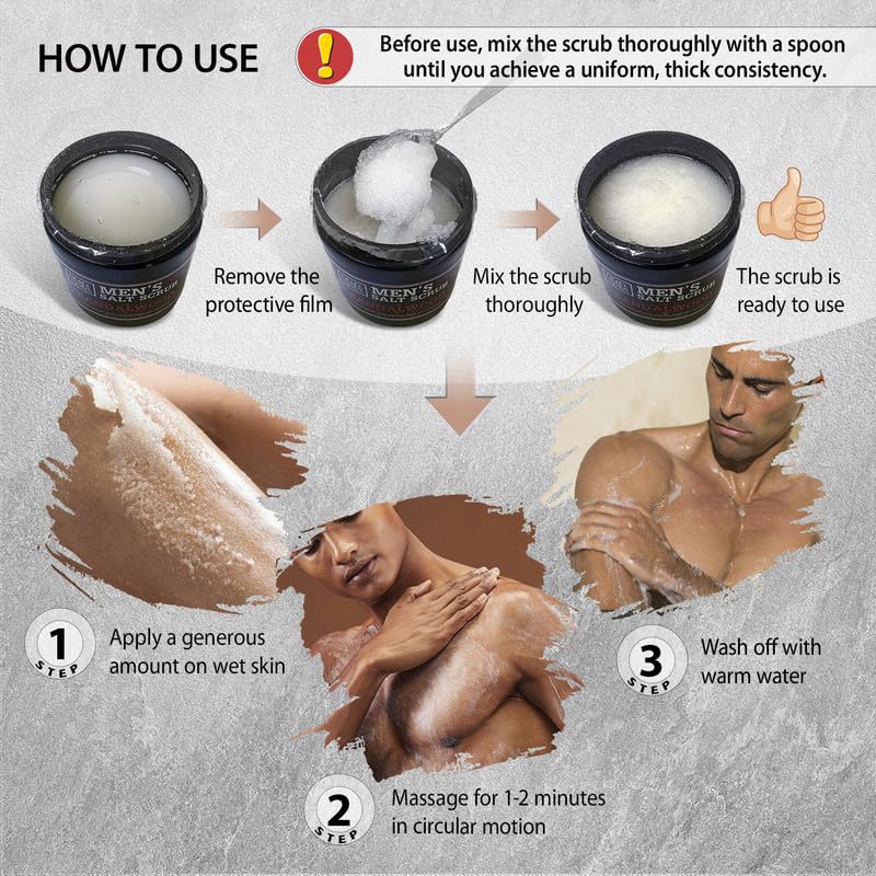 Salt Body Scrub Amberwood For Men – Moisturizes, Exfoliates & Nourishes Skin – Cleanses & Detoxifies with Dead Sea Minerals - Dead Sea Collection – 23.28 OZ