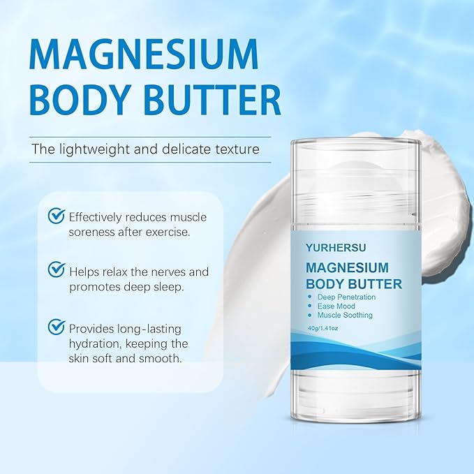 Magnesium Body Butter, Body Moisturizing Stick, Deeply Nourishing Soft Smooth Skin, Lightweight Delicate Texture Quickly Absorbed Non-sticky Reduce Stress For Skin Care