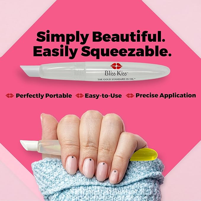 Bliss Kiss Refillable Squeeze Cuticle Oil Pen, Empty 3-Pack, Ideal for Nail Growth Oil and Nail Oil Application