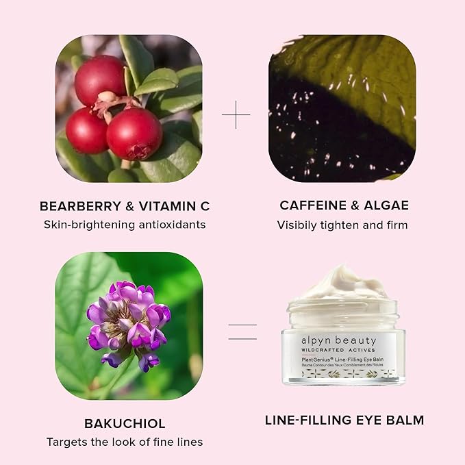 Alpyn Line-Filling Eye Balm with Bakuchiol & Caffeine, Reduce the Look of Fine Lines & Wrinkles, Minimize the Appearance of Puffiness & Target Dark Circles, 0.5 oz / 14 ml