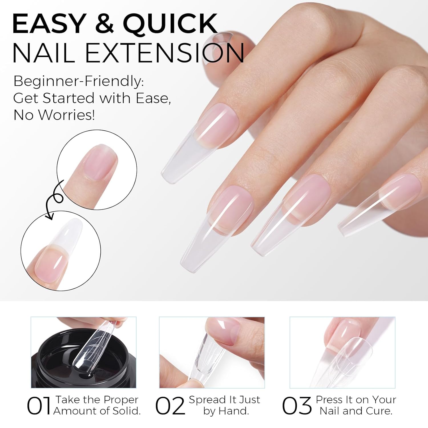 TOMICCA Hard Gel 3D Gel Nail Art Solid Builder Gel for Nails 50g 3D Nail Gel Sculpting Gel for Nail Art Non Sticky Hand Hard Gel Carving Gel Nail Glue Extension Gel Clear