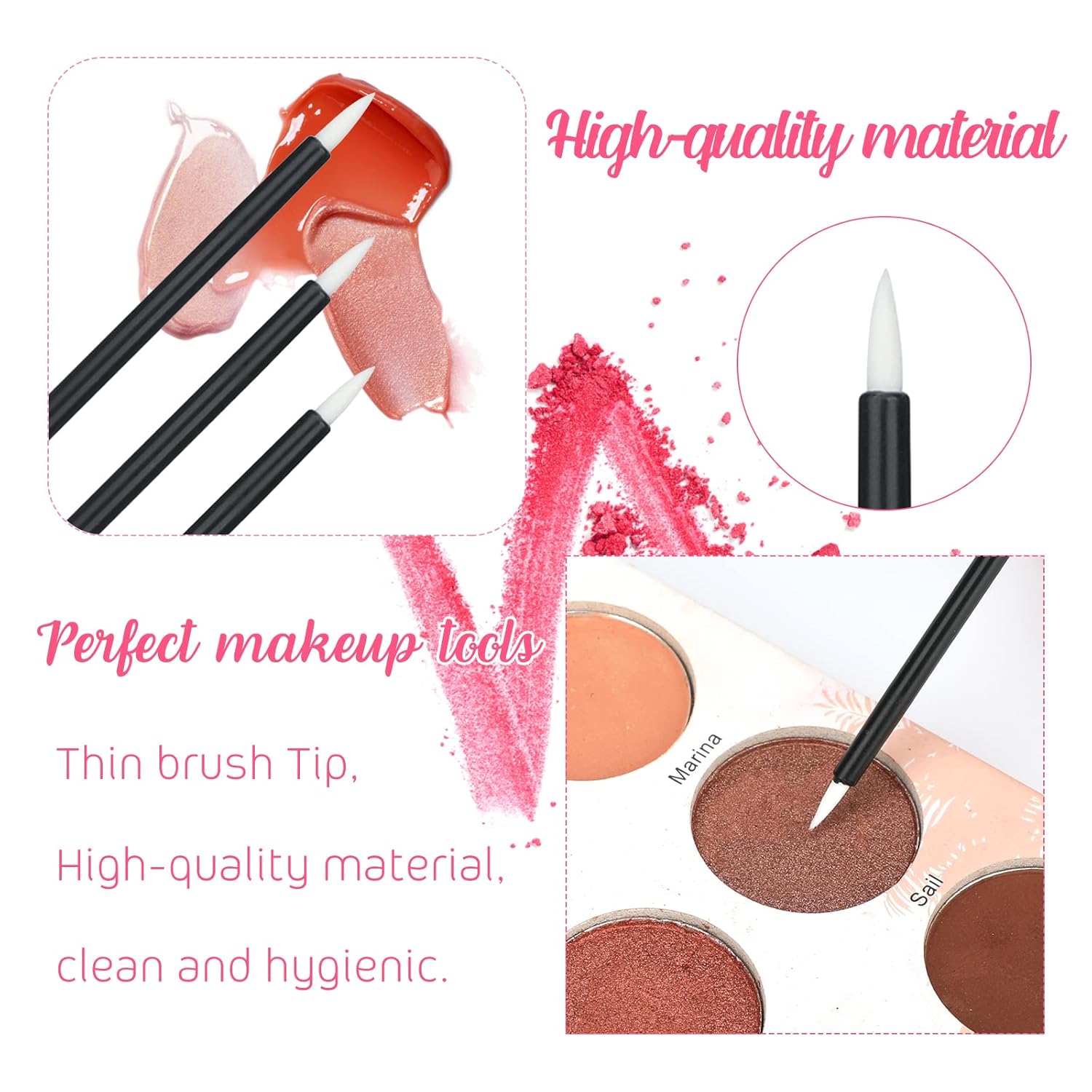 G2PLUS 100PCS Disposable Eyeliner Brush, Makeup Brushes Applicator, Cosmetic Eye Wands, Eyeliner Brush Applicator for Lip Liners, Eye Makeup, Eyelashes and Detail Painting (Black)