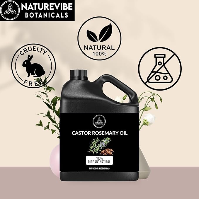 Naturevibe Botanicals Coffee Bean Oil 32oz and Castor Rosemary Oil 32oz | Oil Combo