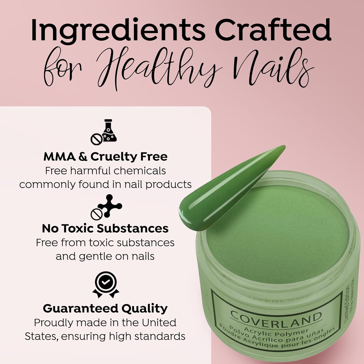 Tones Coverland Acrylic Powder | Pine Tree | 1.5 Oz | Limited Edition for Nail Design | Sculpting | Masking Bed Imperfections | Professional Supplies