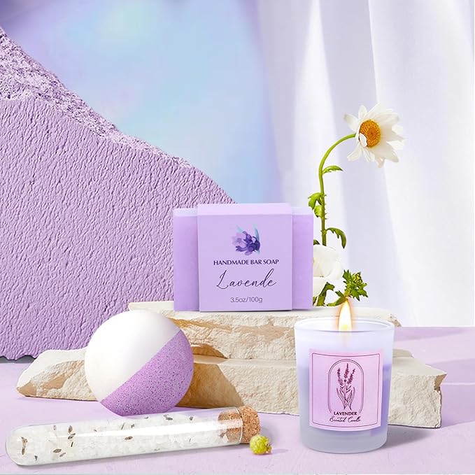 Spa Gift Baskets for Women, Birthday Gifts for Women, Lavender Gifts Set, Relaxing Spa Gift Box, Bath and Body Gift Set for Her Mom Wife Sister, Friends, Self Care Gifts for Woman Mother's Day Gifts