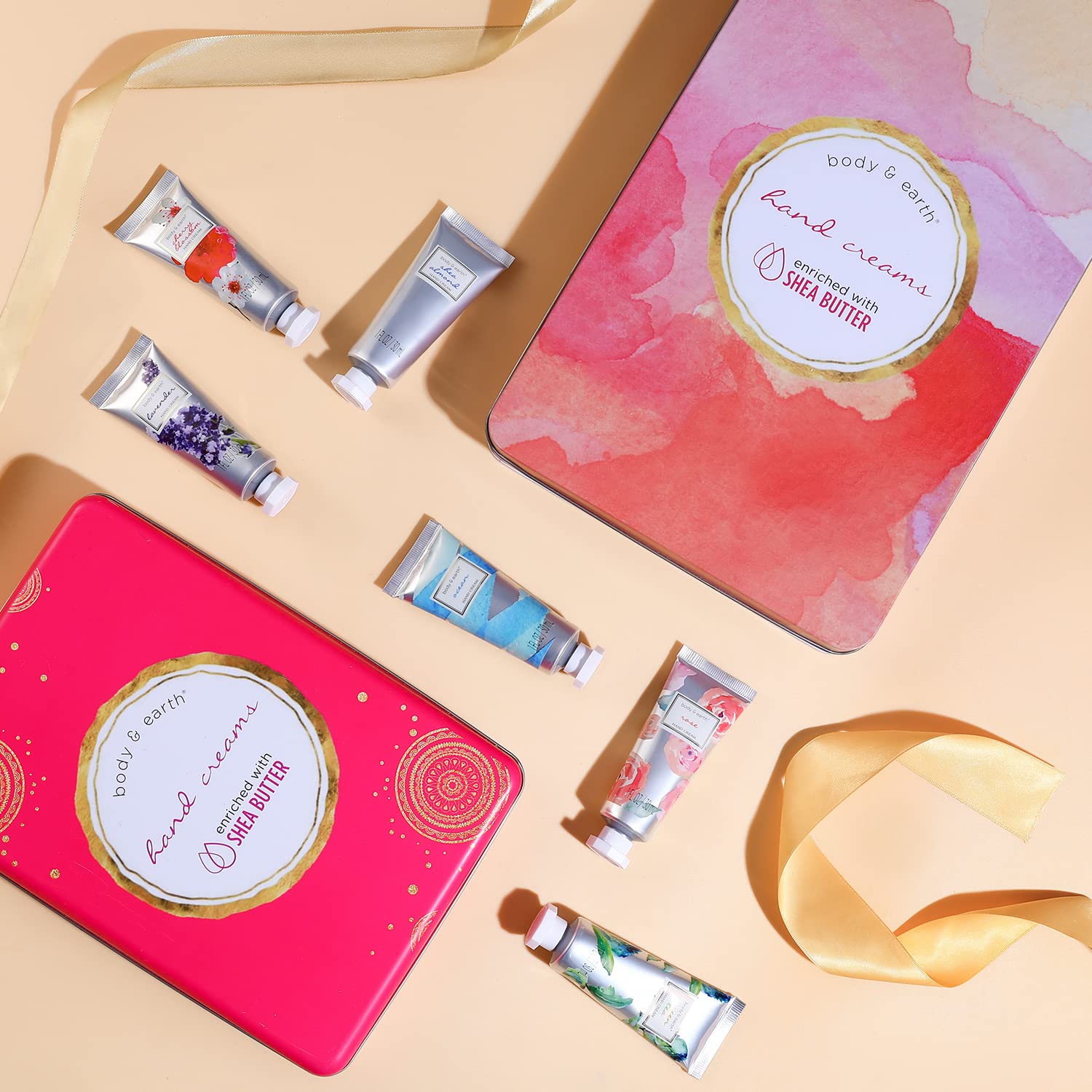 BODY & EARTH Hand Cream, Hand Lotion, 12 Pcs Travel Size Hand Cream Gift Set for Women Dry Hands Moisturizing with Shea Butter Valentines Mini Hand Lotion Gift Set for Women