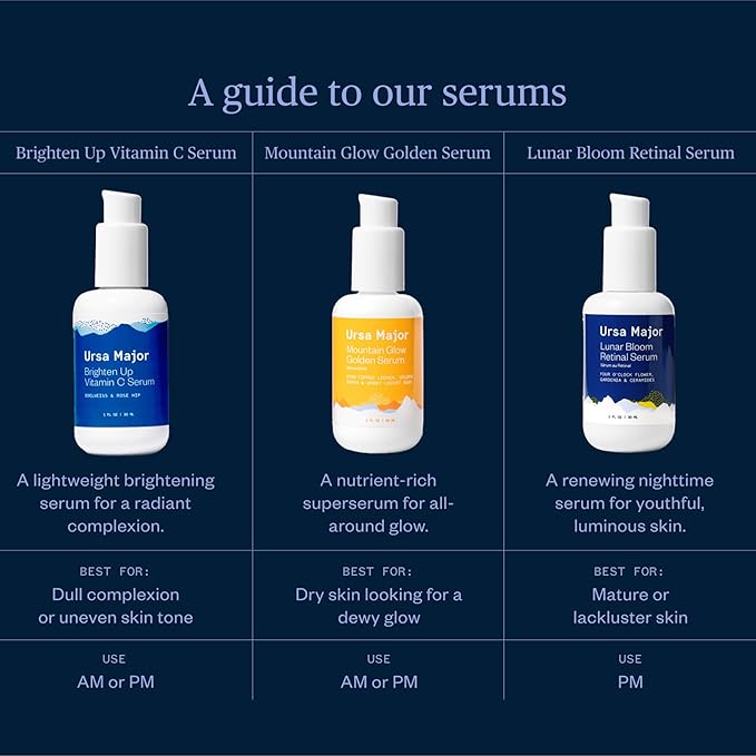 Ursa Major Mountain Glow Natural Face Serum | Vegan Daily Facial Moisturizer | Combat Wrinkles & Sagging Skin | Boost Radiance and Skin Glow | Cruelty-Free & Non-Toxic | For Men & Women | 1.0 ounce