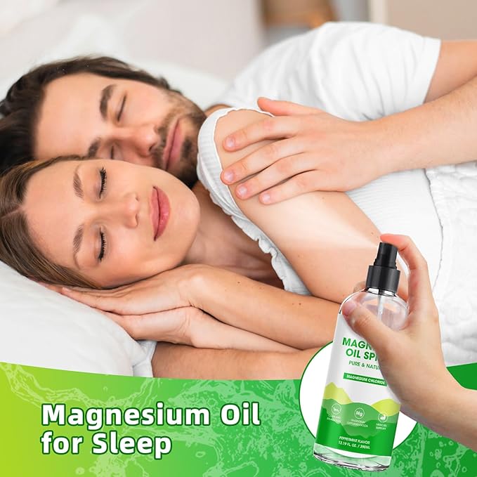 Magnesium Oil Spray - Pure & Natural Magnesium chloride Oil - Topical Magnesium Spray for Feet and Sleep, Soothing Muscles, Mood Support - High Absorption - Peppermint Flavor 390ml(13.19 Oz)