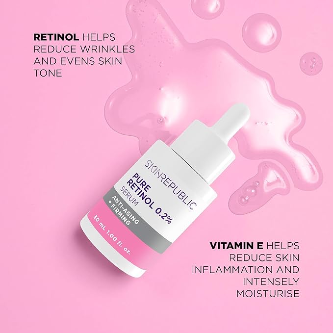 Skin Republic Retinol 0.2% Serum. Noticeable Results After One Week. 30ml Bottle. Made in Europe.
