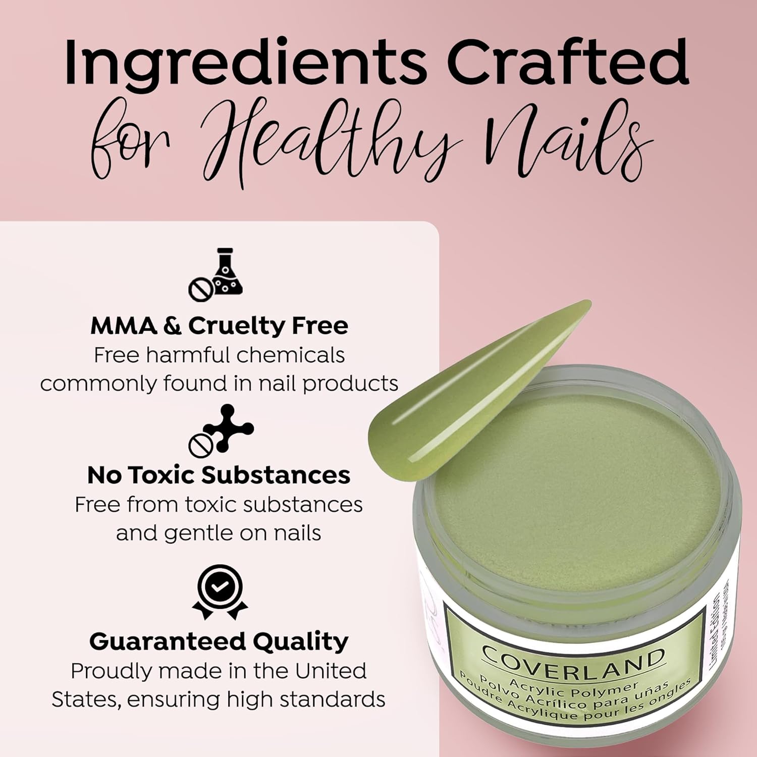 Tones Coverland Acrylic Nail Powder "Lily Pad" - Limited Edition Acrylic Powder for Nail Design, Sculpting, and Masking Nail Bed Imperfections - Professional Acrylic Nail Supplies - (1.5 Oz)