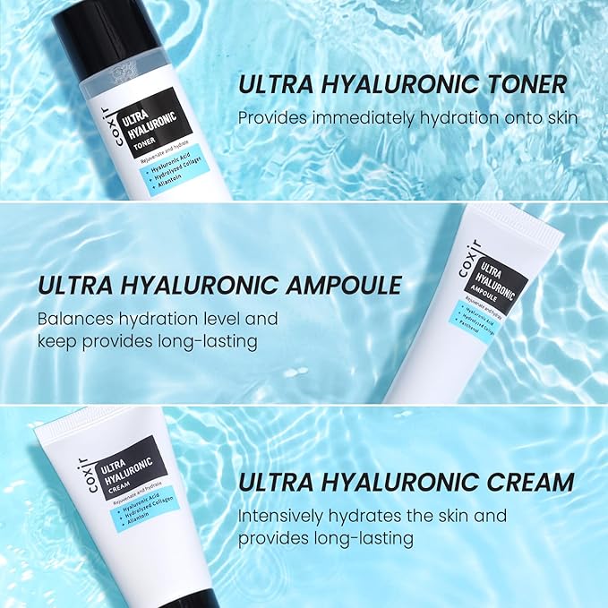 coxir Ultra HYALURONIC Starter KIT/Cleansing Oil+Toner+ampoule+Cream tralvel kit/[2.68 fl.oz (Pack of 1)] / Korean Skin Care