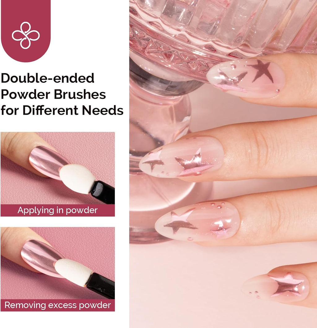 MelodySusie 9Pcs Chrome Nail Powder for Gel Nails,Metallic Mirror Effect Pigment Stylish and Technological Fine Glitter for Home DIY Salon Use