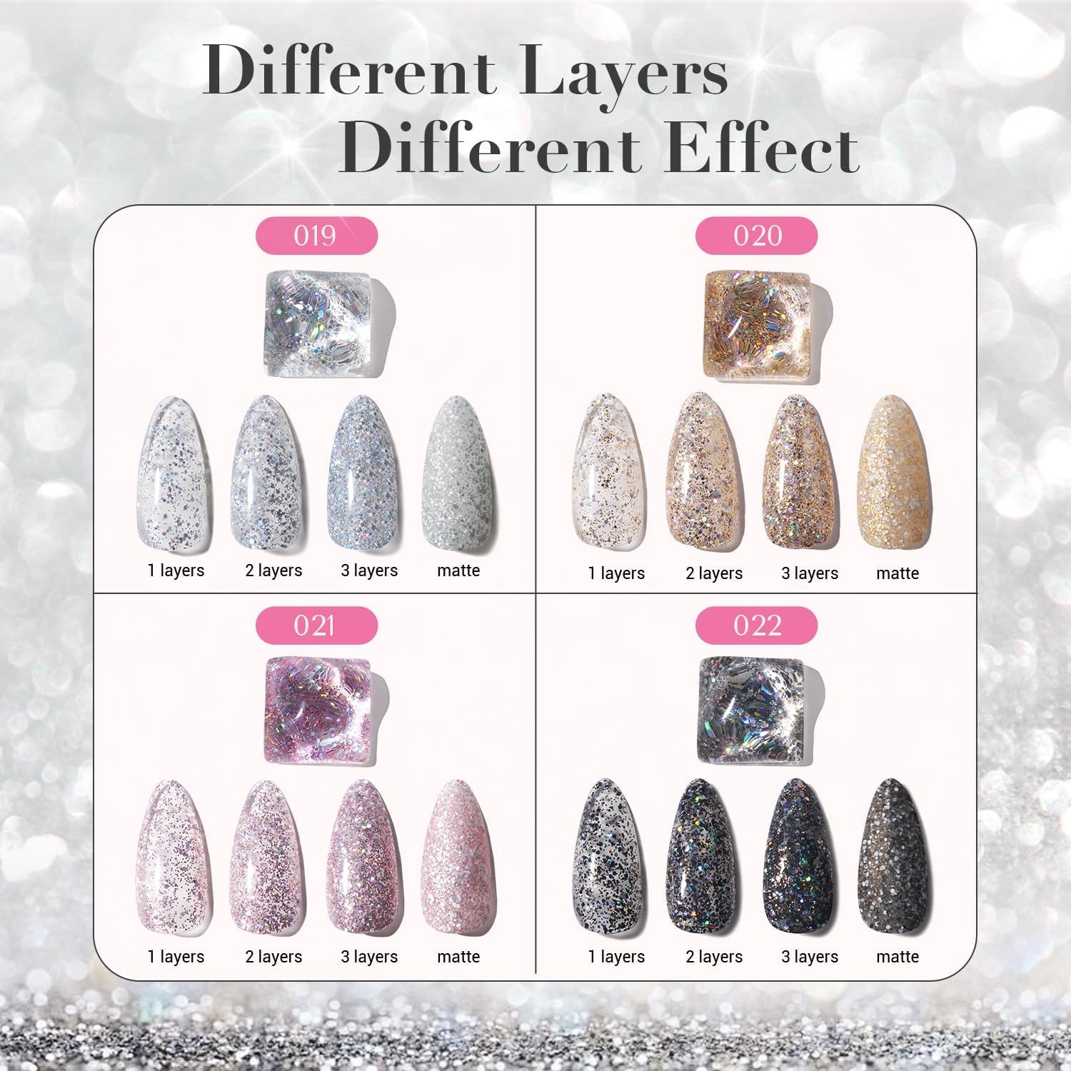 AZUREBEAUTY Nail Polish Set, 4 Colors Dazzling Gold Silver Pink Quick Dry Natural Nail with Top Coat,Professional for Nail Art DIY Manicure and Pedicure at Home