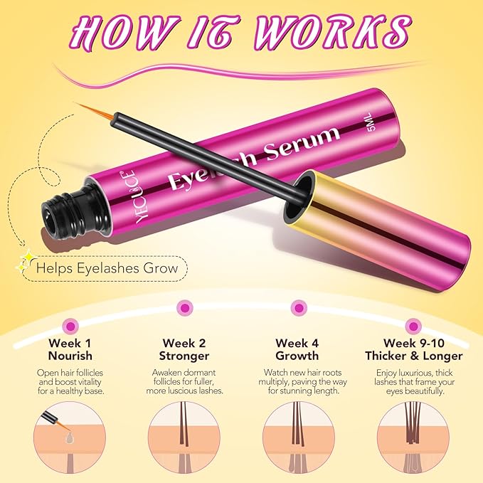 Eyelash Growth Serum - 2 Packs Eyelash Serum to Grow Lashes, Lash Serum for Eyelash Growth to Boost Thicker, Fuller, and Longer Lashes, Eye Lash Serum Growth for Women