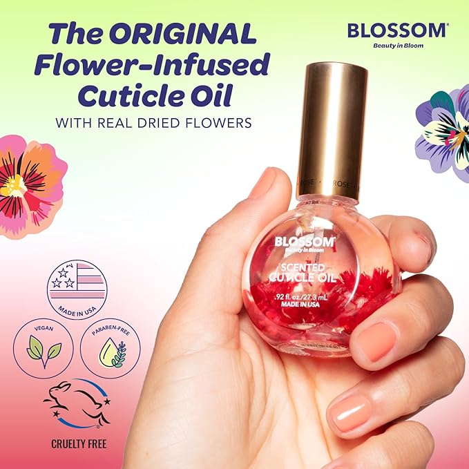Blossom Hydrating, Moisturizing, Strengthening, Scented Cuticle Oil, Infused with Real Flowers, Made in USA, 1.84 fl. oz, 2 Pack Bundle, Cherry + Honeysuckle