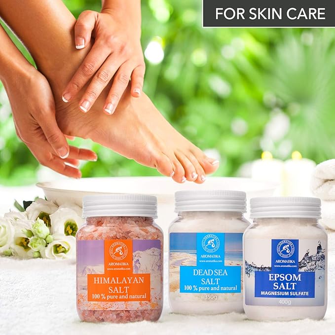 Bath Salts Set 42 Oz - Epsom Salt - Himalayan Pink Salt - Dead Sea Salt - 100% Pure & Natural - Best for Good Sleep - Beauty - Bathing - Body Care - Wellness - Relax - Aromatherapy - Spa