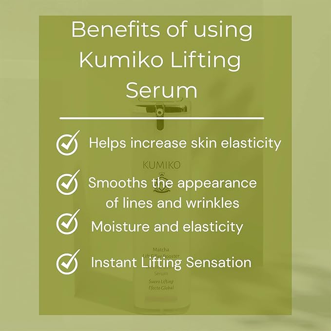 KUMIKO Wrinkle Lifting Serum - Serum Moisturizer for All Skin Types - 75ml - Achieve Radiant, Youthful Skin with the Power of Matcha - Non-Greasy, Fast Absorbing for Daily Use