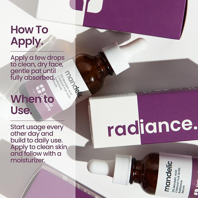 Mandelic Acid Serum 10% | Anti-Aging AHA Facial with Hyaluronic Acid | Targets Fine Lines, Dark Spots, and Wrinkles | Clarifies Acne and Stimulates Natural Collagen Production | 1 Oz Natural Outcome