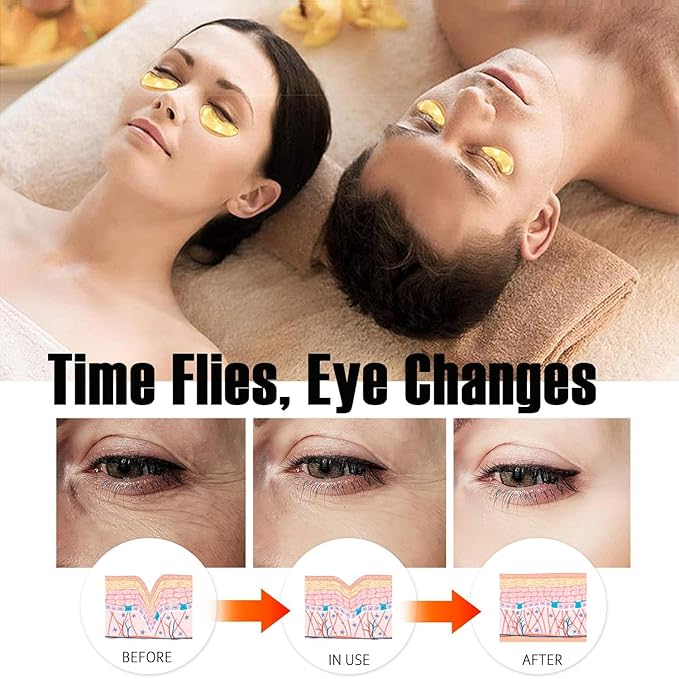 30 Pairs Lip Mask & Eye Mask, 24K Gold Gel Collagen Eye Pads for Puffy Eyes, Effectively Moisturizing the Lip & Eye Skin, Under Eye Patches for Dark Circles, Eye Bags, Wrinkles and Fine Lines