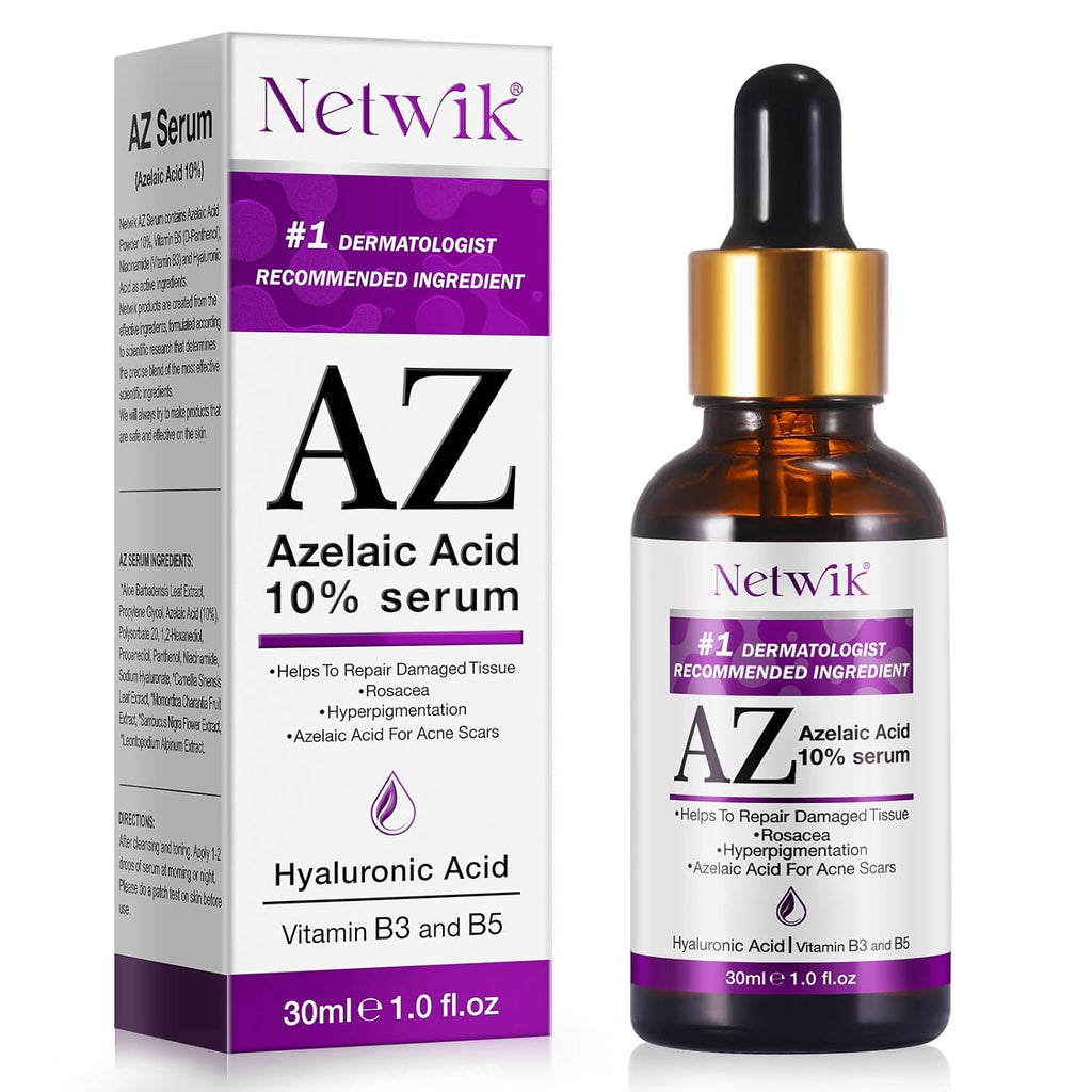Azelaic Acid Serum - Azelaic Acid 10% for Acne Treatment - Fast Rosacea Skin Care - Redness Relief Face and Boost Skin Radiance with Niacinamide & Vitamin B3, B5 and Hyaluronic Acid, 1 Fl Oz