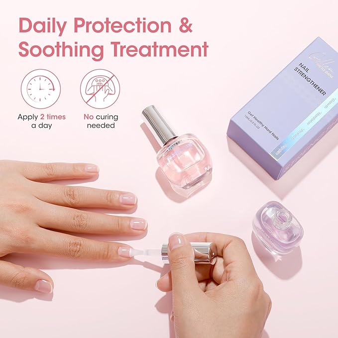 Gellen Nail Strengthener Protein | Nail Growth Strengthen & Repair Thin Weak Damaged Nails | Keratin Calcium Nourish Nail Care Treatment Sakura Scent, 15ml Air Dry Clear Finish