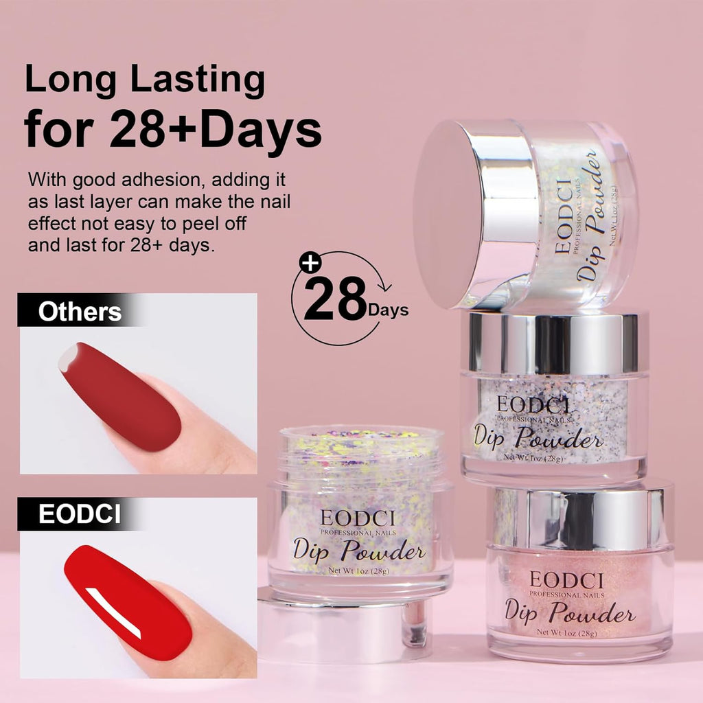 Dip Powder For Nails - Purple Pink Lime Green Hexagon Sequins - No Lamp Curing - Long Lasting Colors - Nail Art Starter Manicure DIY At Home - 1oz