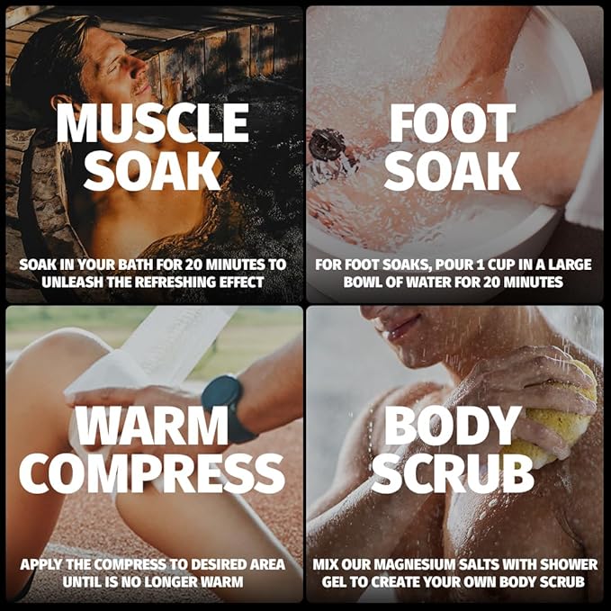 3 Pack Bundle: Coach Soak Recovery Bath Soak, Epsom Salt Bulk, Bath Salts Bulk, 3 Pack Bundle, Total of 9 Pounds (Energizing Citrus)