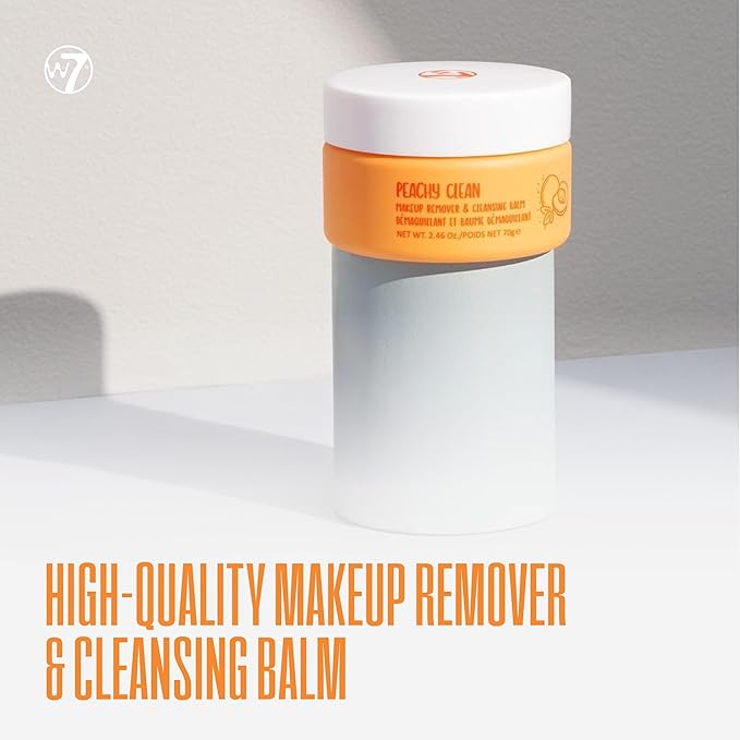 W7 Peachy Clean Face Cleansing Balm - Makeup Remover Melt With Fruit Juice - Clean Oil Free Skin