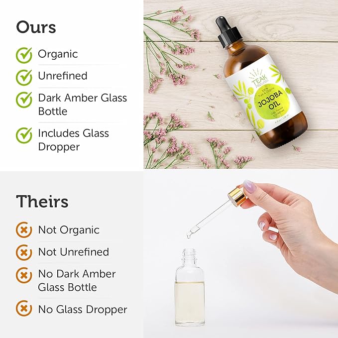 Cold Pressed Organic Jojoba Oil Natural Unrefined Pure Jojoba Oil Moisturizer for Skin Hair and Nails - 4 Ounces