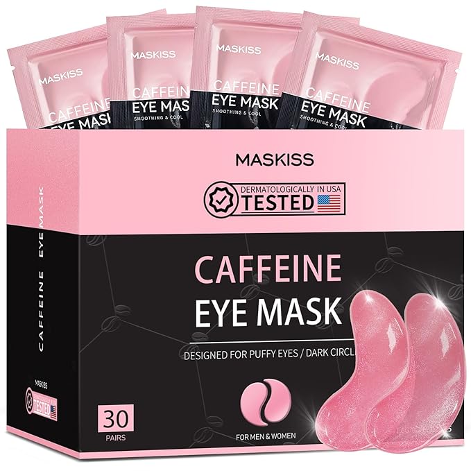 Under Eye Patches (30 Pairs), Caffeine Eye Masks for Dark Circles Puffy Eyes Undereye Bags, Collagen Eye Patches for Wrinkles and Puffiness, Skin Care Gift for Her
