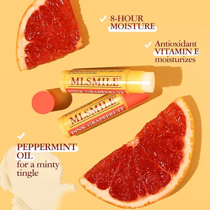 Lip Balm 4-Pack - Stocking Stuffers & Christmas Gifts for Women Girls, Moisturizing Lip Care with Vitamin E & Natural Oils, 4 Flavor Variety (Vanilla, Peach, Grapefruit, Mint)