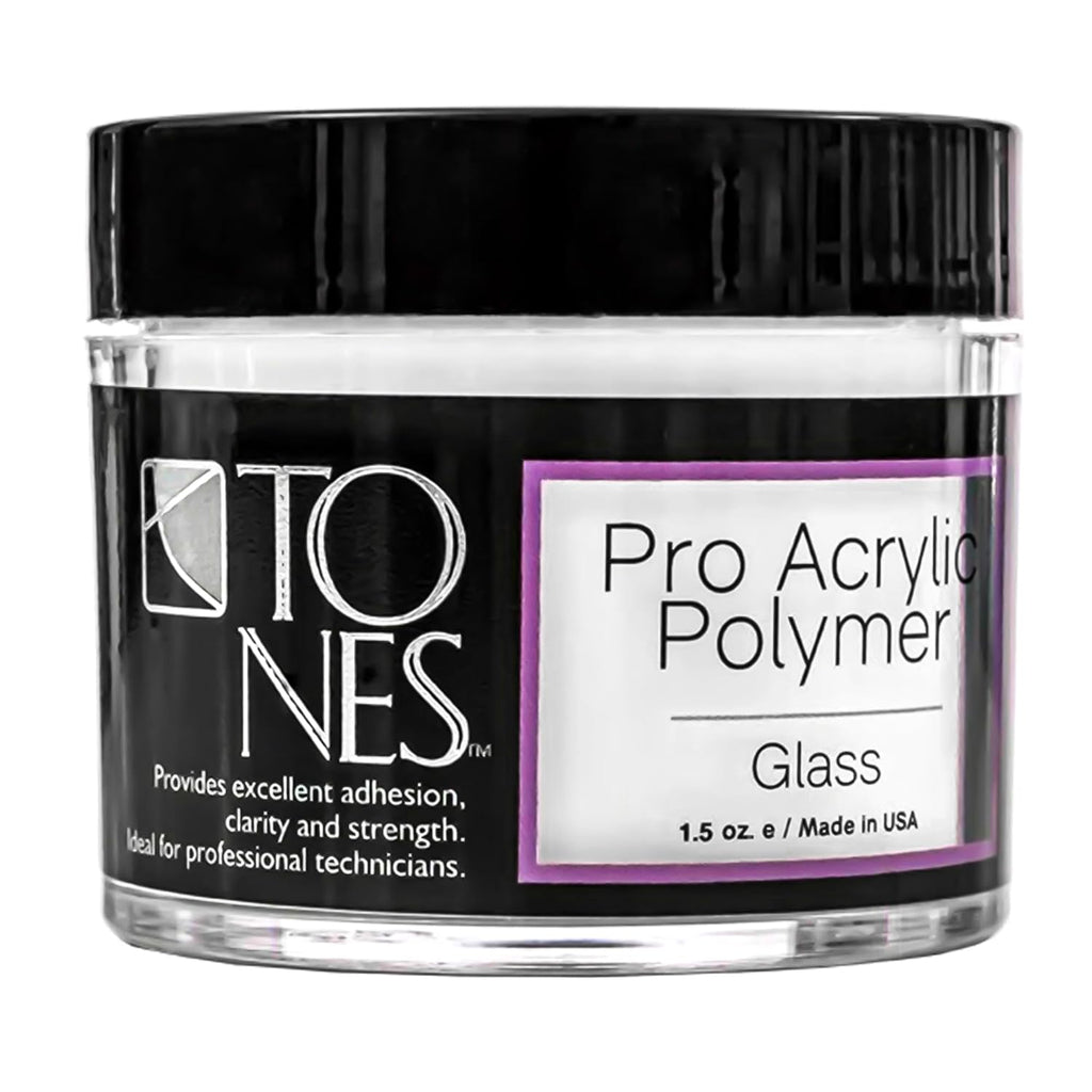 Tones Pro Acrylic Nail Powder, Glass (Clear), (1.5 Fl Oz) - Long-Lasting & Non-Yellowing Polymer for Salon Quality Nail Extensions & 3D Art