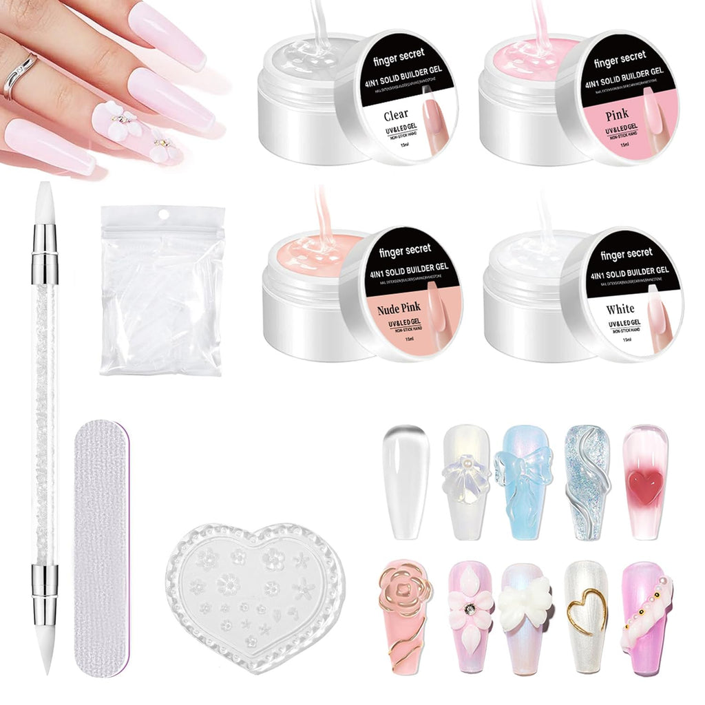 Solid Builder Gel for Nails Hard Gel 3D White Nude Pink Clear Colors for Nail Extension DIY Nail Kit