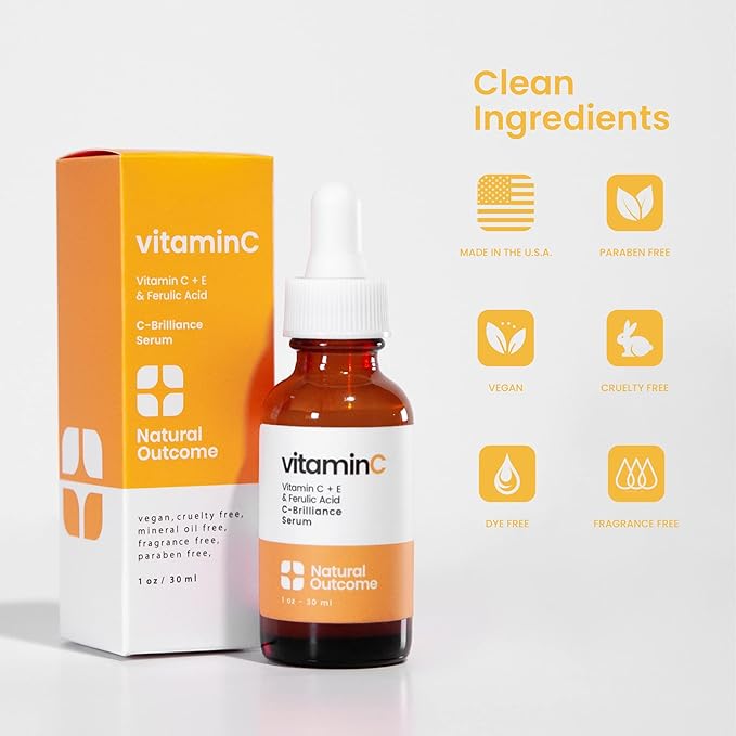 Vitamin C Serum with Vitamin E & Ferulic Acid | Anti-Aging Radiance Restoring Facial Serum | Powerful Antioxidant Lift Fine lines, Wrinkles, & Sunspots | Firms & Hydrates Skin | 1 Oz