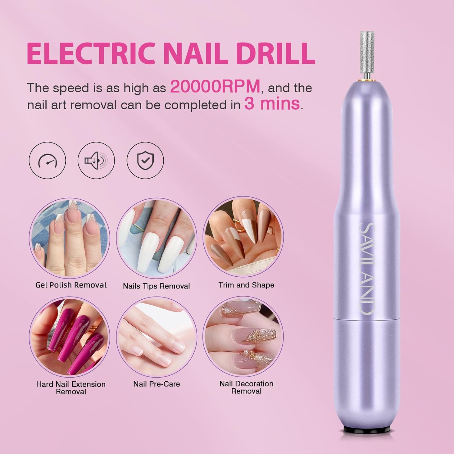 SAVILAND Almond Gel Nail Kit - Nail Drill with U V Lamp for Nails 500PCS Almond Nail Tips Gel Nail X Kit Easy Use Manicure Tool for Manicure Design at Home DIY Salon Gift for Women