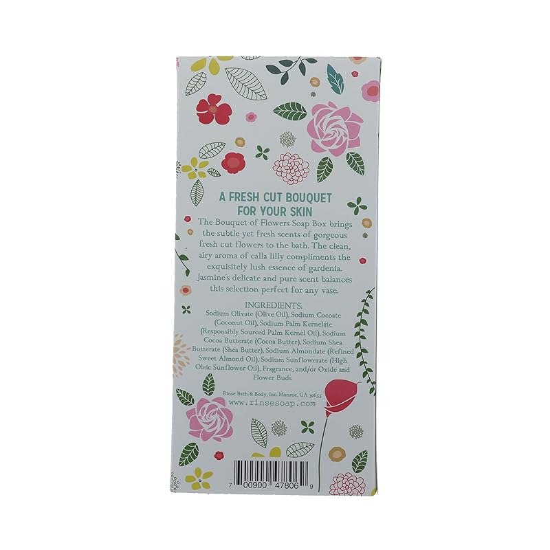 Rinse Bath & Body Flower Soap Set - Handmade Mother's Day Flower Soaps | Calla Lily, Gardenia & Jasmine Scented Soaps | Moisturizing & Cleansing | Shea & Cocoa Butter | 12.75oz