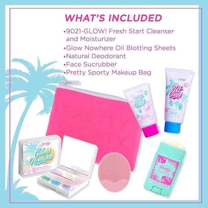 Petite ’N Pretty Sporty Set for Kids, Teens and Tweens - Skin Care Kit of Cleanser,Moisturizer, 50 pcs of Oil Blotting Sheets, and Natural Deodorant - Travel Essentials for Fresh & Glowing Skin