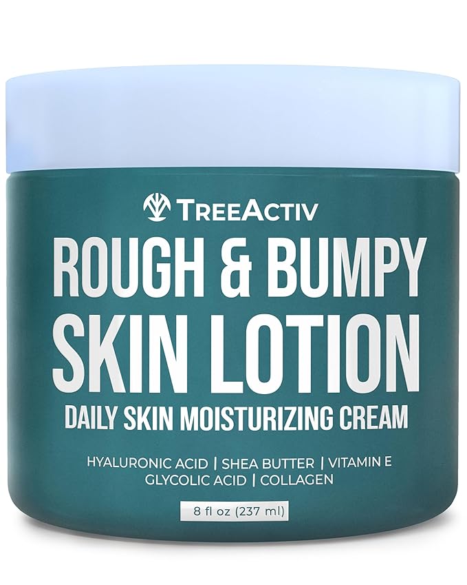 TreeActiv Rough and Bumpy Skin Lotion, 8 fl oz, With Hyaluronic Acid, Shea Butter and Vitamin E, Nourishing Lotion for Rough and Bumpy Skin, Moisturizing Strawberry Legs Treatment, For All Skin Types