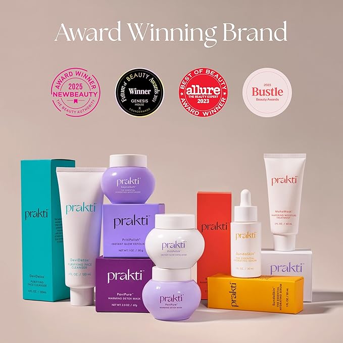 Prakti RaniRitual Daily Essentials Skincare Set with Face Cleanser, Exfoliator, Hydrating Serum and Moisturizer, Complete 4-Step Routine for Radiant Skin