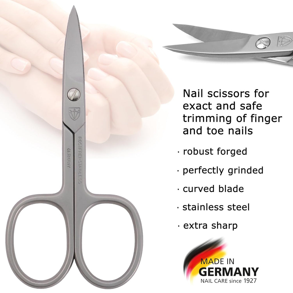 3 Swords Germany - brand quality STAINLESS STEEL INOX CURVED NAIL SCISSORS (1 PIECE) with case for manicure pedicure - nail care by 3 Swords - Made in Germany