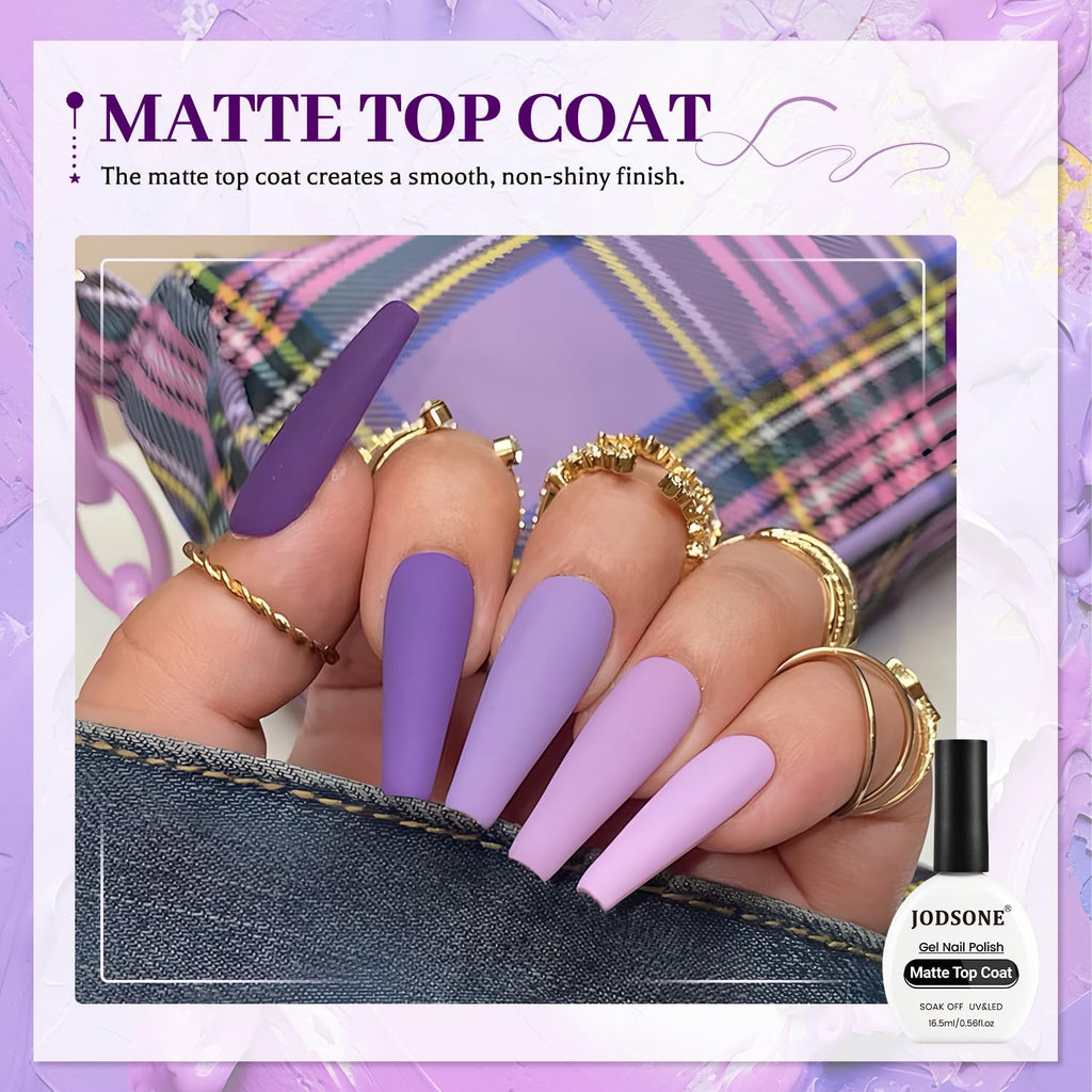 JODSONE 3Pcs Base Coat Glossy Top Coat Matte Top Coat for Long Lasting Shine and Velvety Finish 16.5ml Each Salon-Quality Nail Care Set