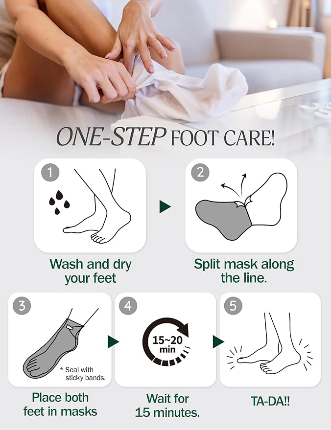 Moisturizing Foot Mask for Dry Cracked Feet | Hydrating at Home Foot Spa Kit Baby Feet Foot Peel Cracked Heel Repair w/Natural Ingredients | No More Dry Rough Calloused Feet (5 Pairs)