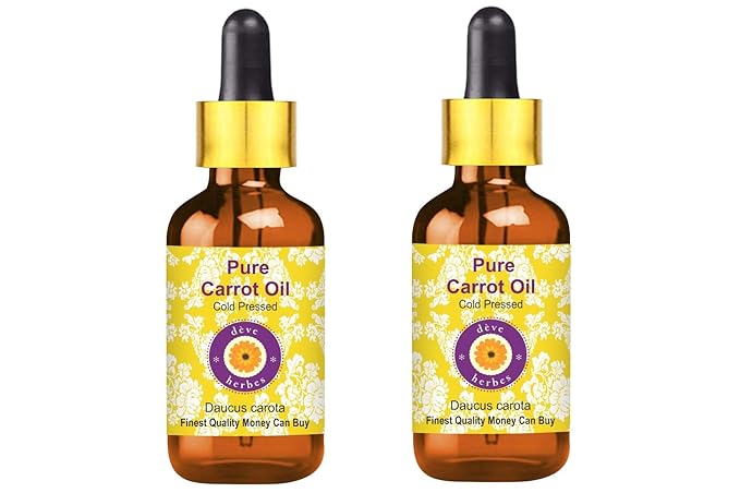 dève herbes Pure Carrot Oil (Daucus carota) with Glass Dropper Cold Pressed (Pack of Two) 100ml X 2 (6.76 oz)