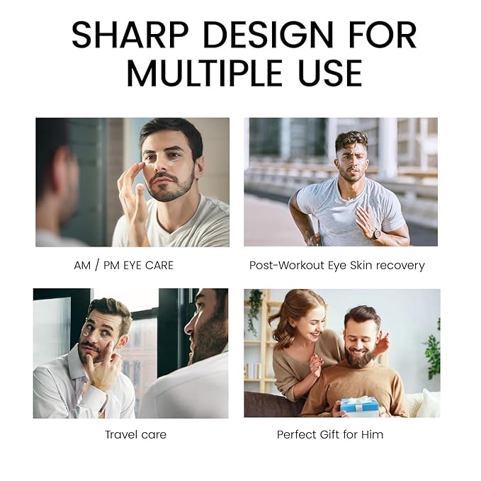 Men’s under Eye cream: all-in-1 Eye Bags, Dark Circles, and Puffiness reduce- Men’s eye care for hydrate, firm & repair