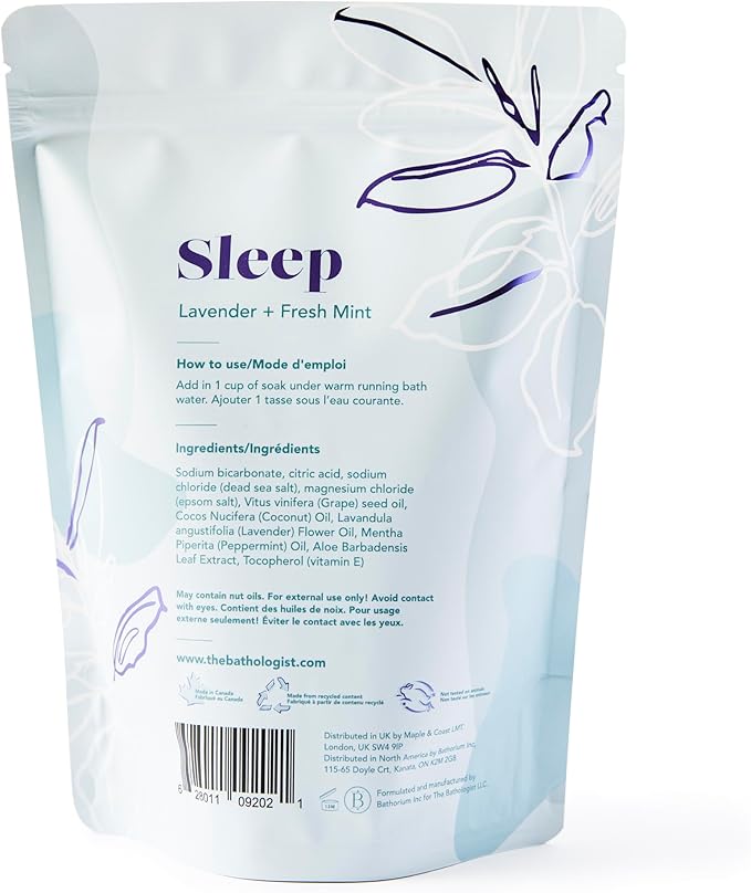The Bathologist Sleep Fizzy, Lavender & Fresh Mint Bath Soak, Made with Magnesium Sulfate, Dead Sea Salt & Aloe Botanicals, for Restful Sleep and Stress Relief, Approximately 5 Baths, 32 oz