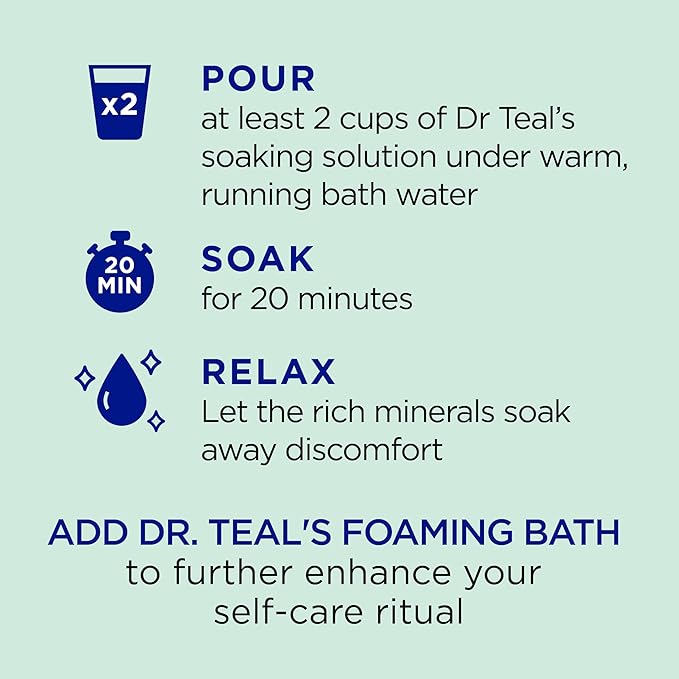 Dr Teal's Pure Epsom Magnesium Salt Soak, Glow & Hydrate with Ceramides & Avocado Essential Oils, 3 lbs